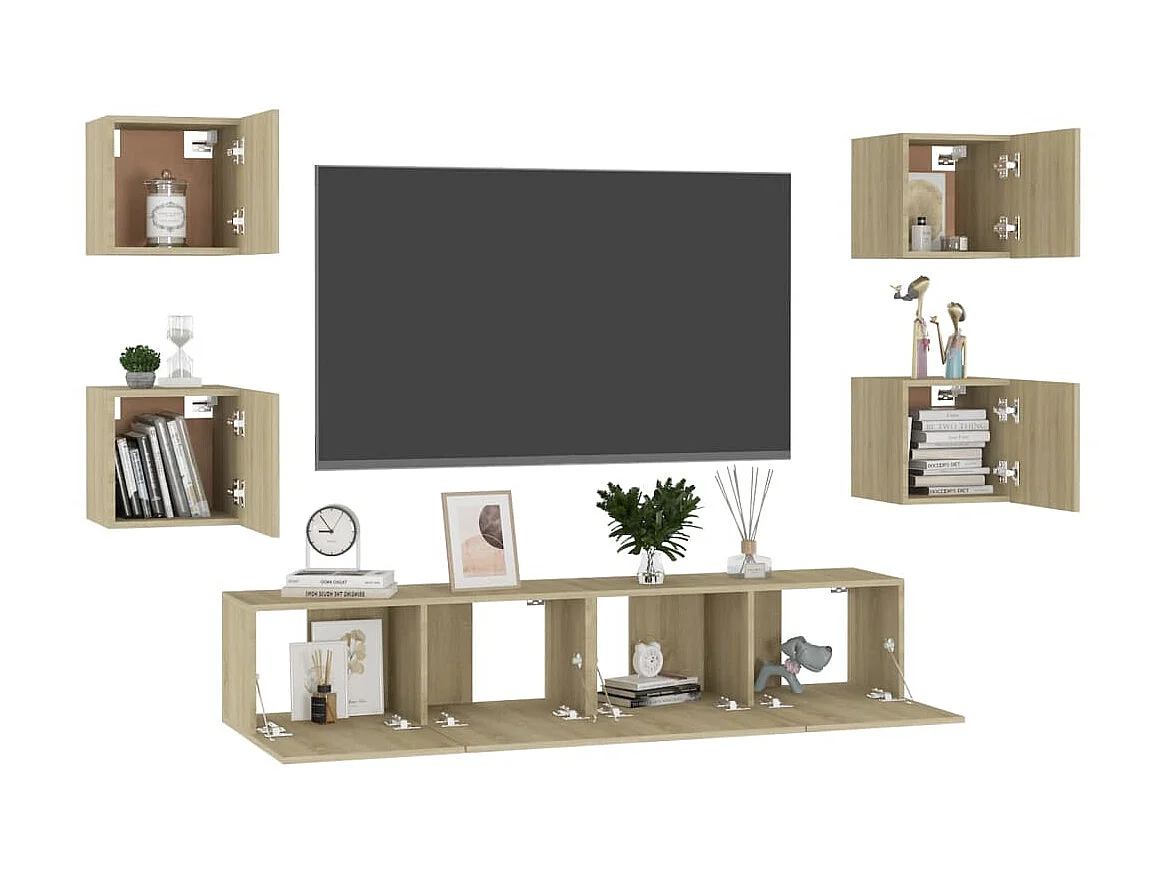 Juego de Muebles para TV 6 piezas roble Sonoma ES61182