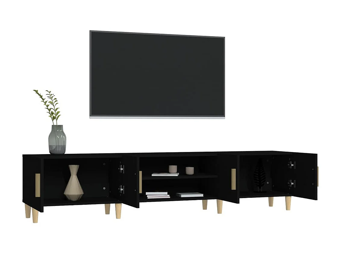 Meuble TV noir 180x31,5x40 cm bois d'ingénierie BE26508