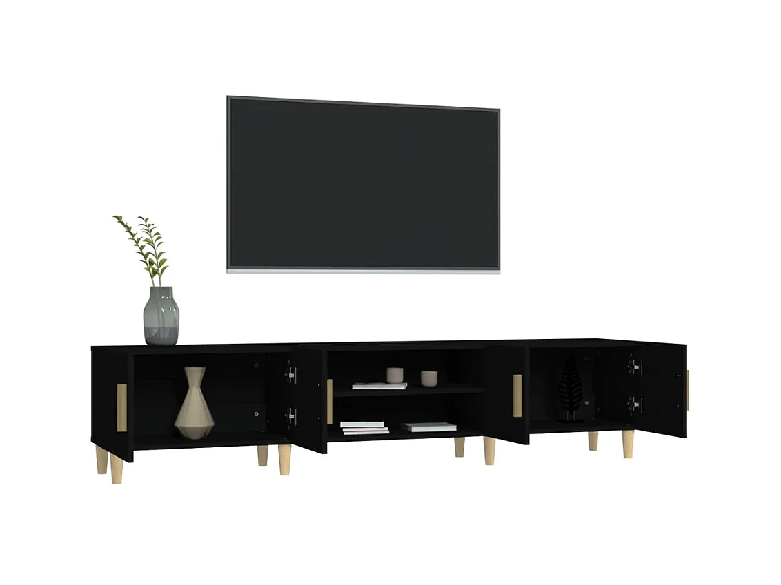 Meuble TV noir 180x31,5x40 cm bois d'ingénierie BE26508