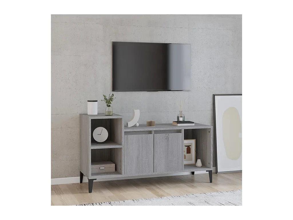 Tv-meubel 100x35x55 cm bewerkt hout grijs sonoma eikenkleurig NL501680