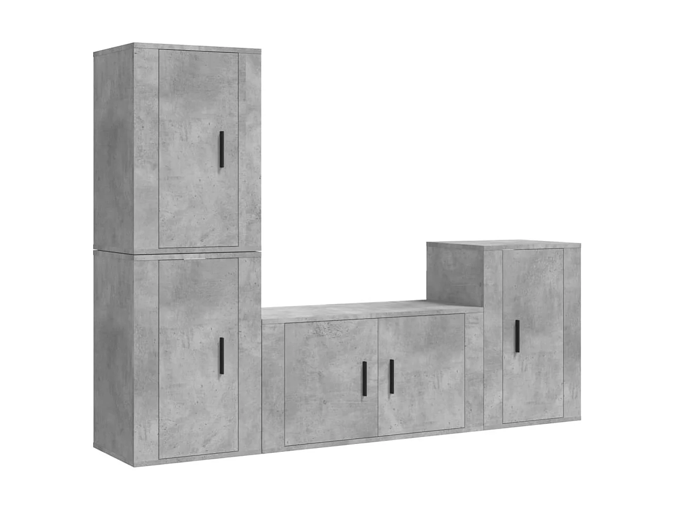 4-tlg. TV-Schrank-Set,TV-Möbel Betongrau Holzwerkstoff -gkd327484