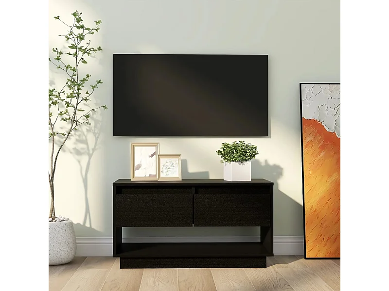 TV-Schrank,TV-Möbel Schwarz 74x34x40 cm Massivholz Kiefer -gkd336294