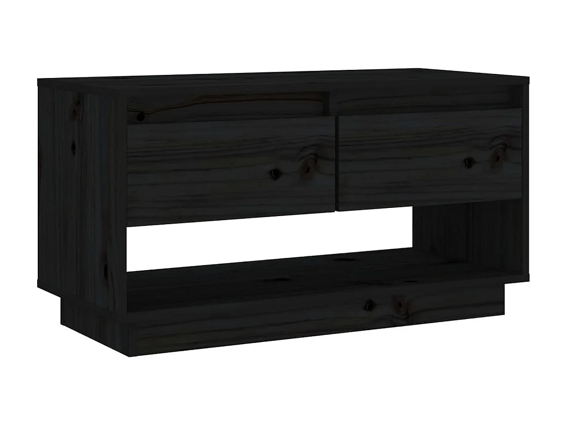 Meuble TV Noir 74x34x40 cm Bois de pin massif BE93239
