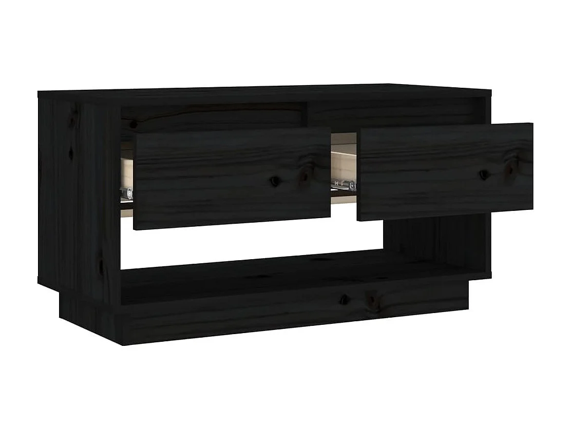 Meuble TV Noir 74x34x40 cm Bois de pin massif BE93239