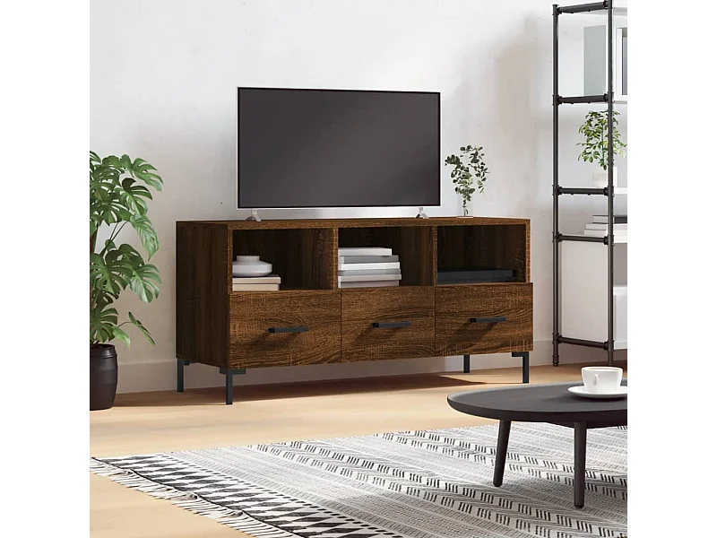 Meuble TV chêne marron 102x36x50 cm bois d'ingénierie BE90093