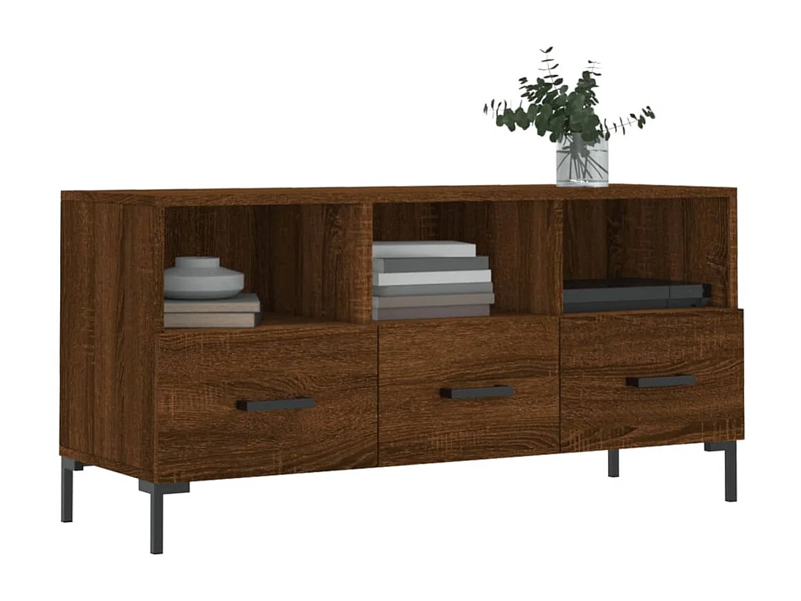 Meuble TV chêne marron 102x36x50 cm bois d'ingénierie BE90093