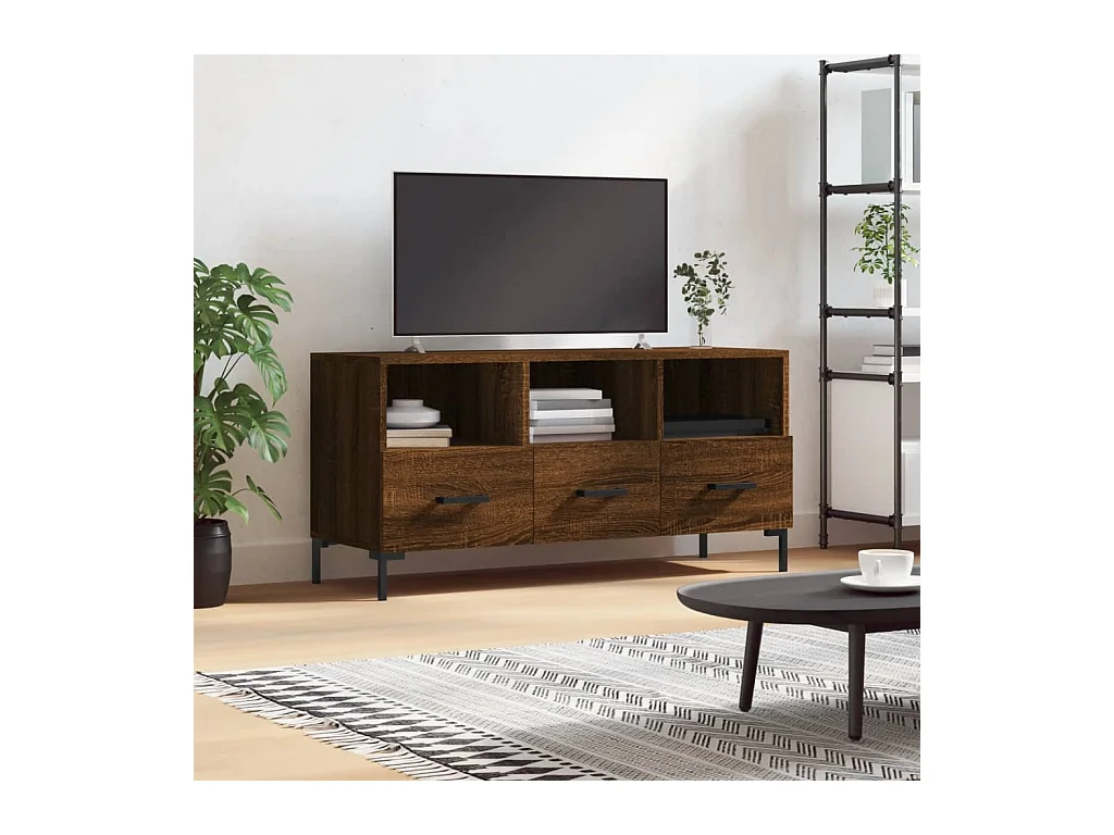 Tv-meubel 102x36x50 cm bewerkt hout bruin eikenkleur NL47615