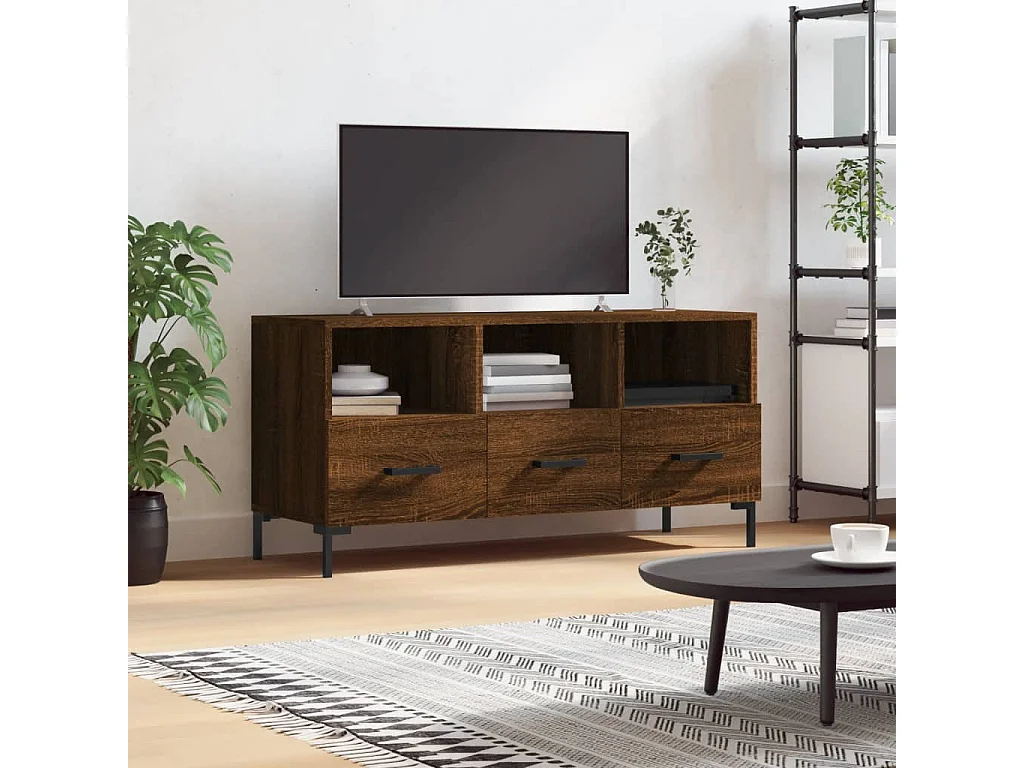 Meuble TV chêne marron 102x36x50 cm bois d'ingénierie BE90093