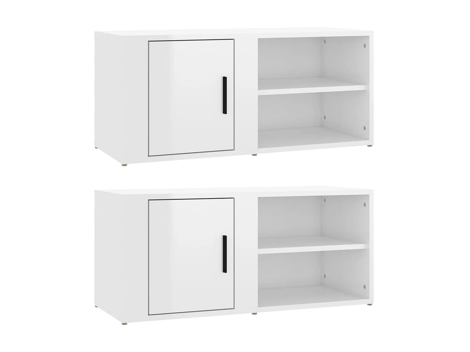 2 pcs Meubles TV Blanc brillant 80x31,5x36 cm Bois d'ingénierie BE22504