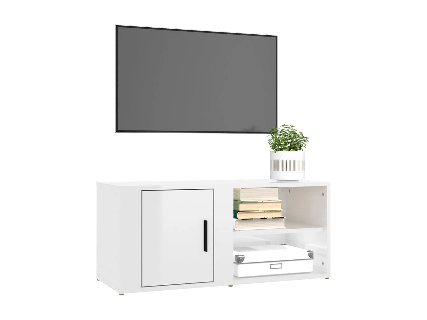 2 pcs Meubles TV Blanc brillant 80x31,5x36 cm Bois d'ingénierie BE22504