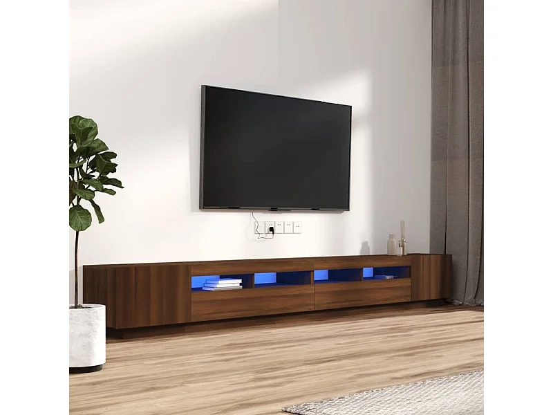 3-tlg. TV-Schrank-Set,TV-Möbel LED-Leuchten Braun Eiche Holzwerkstoff -gkd760439