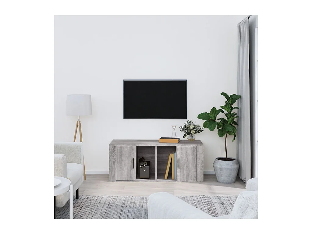 Tv-meubel 100x35x40 cm bewerkt hout grijs sonoma eikenkleurig NL747018