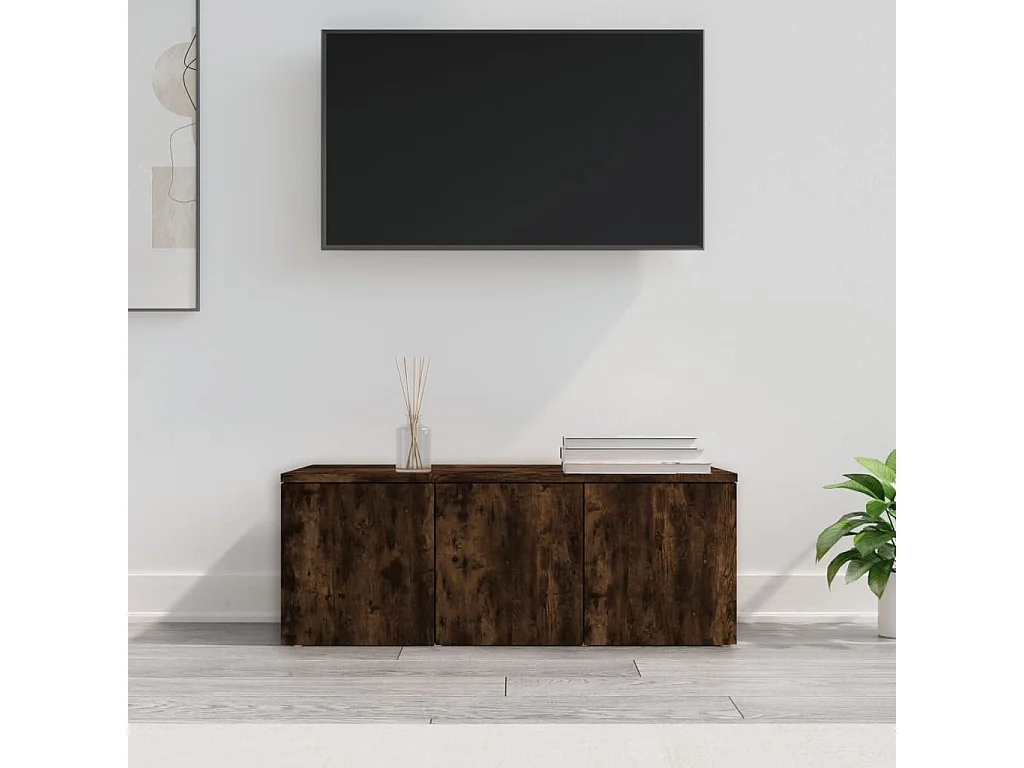 Tv-meubel 80x34x30 cm bewerkt hout gerookt eikenkleurig NL25635