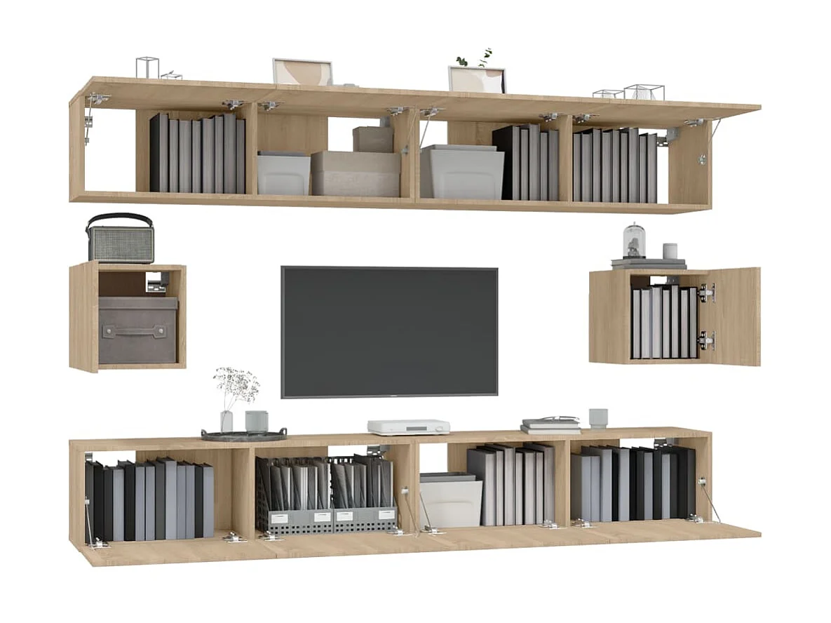Ensemble de meubles TV 6 pcs Chêne sonoma Bois d'ingénierie BE41981