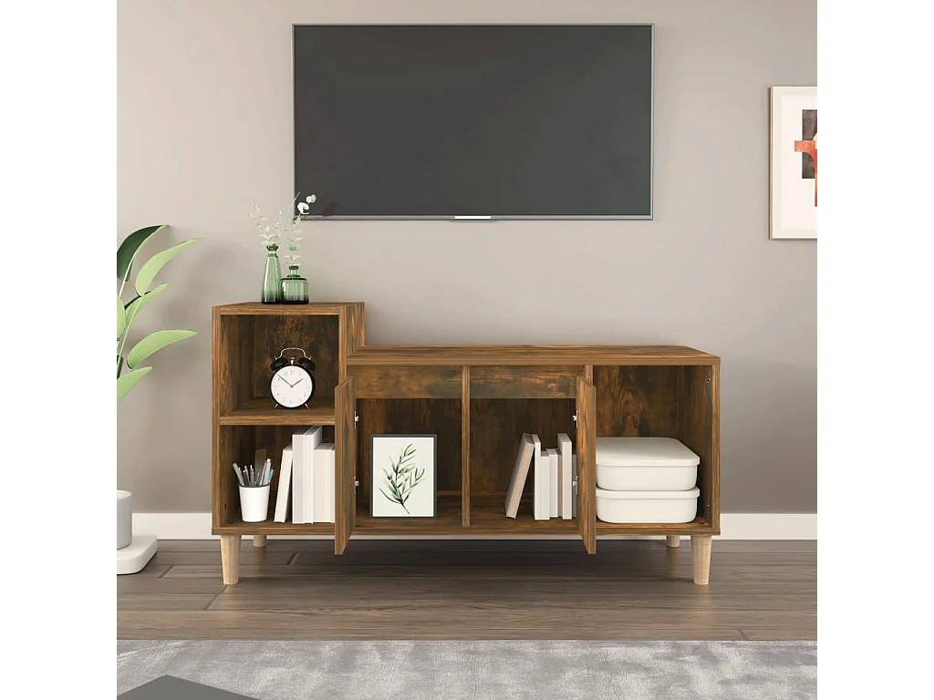Meuble TV Chêne fumé 100x35x55 cm Bois d'ingénierie BE17164