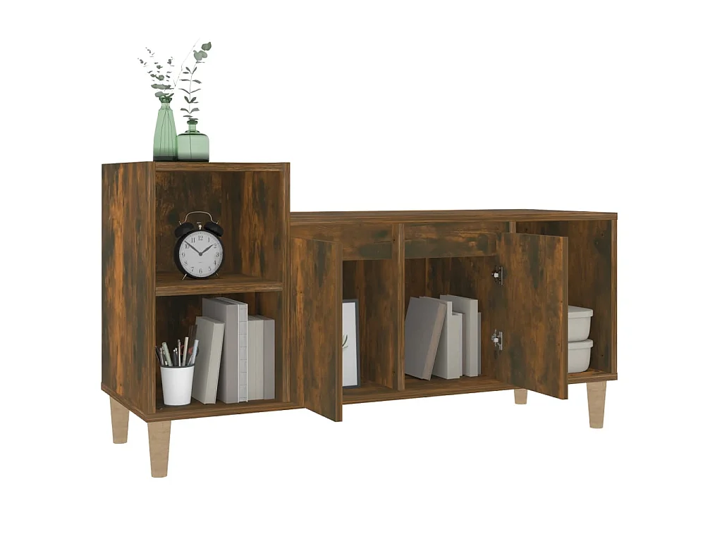 Meuble TV Chêne fumé 100x35x55 cm Bois d'ingénierie BE17164