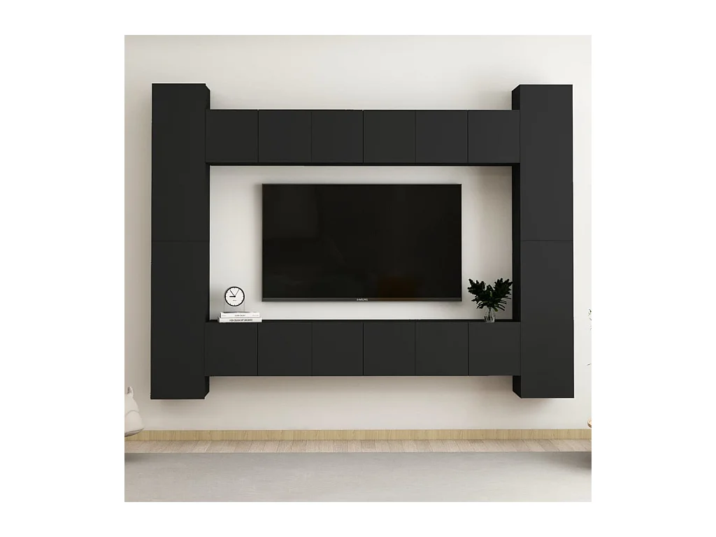 10-tlg. TV-Schrank-Set,TV-Möbel Schwarz Holzwerkstoff -gkd801865