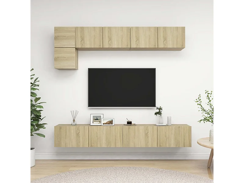 5-delige Tv-meubelset bewerkt hout sonoma eikenkleurig NL67188