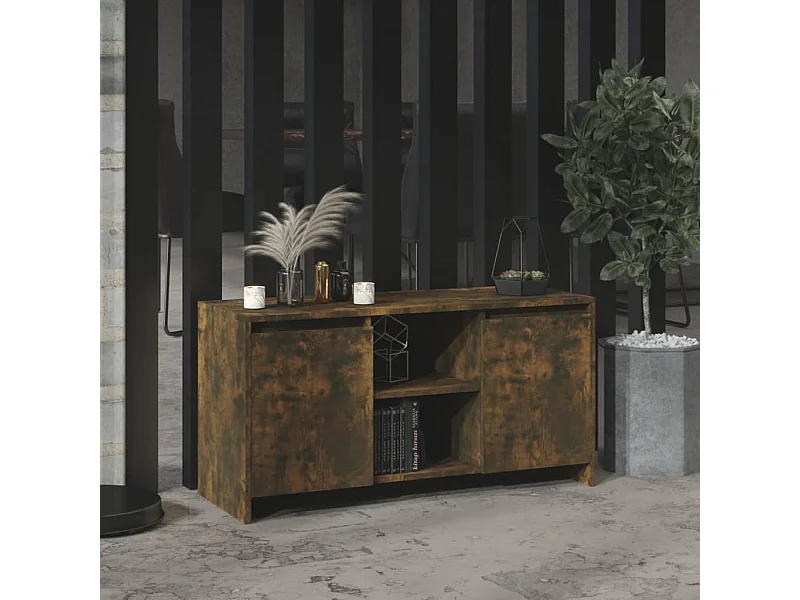 Meuble TV Chêne fumé 102x37,5x52,5 cm Bois d'ingénierie BE16849