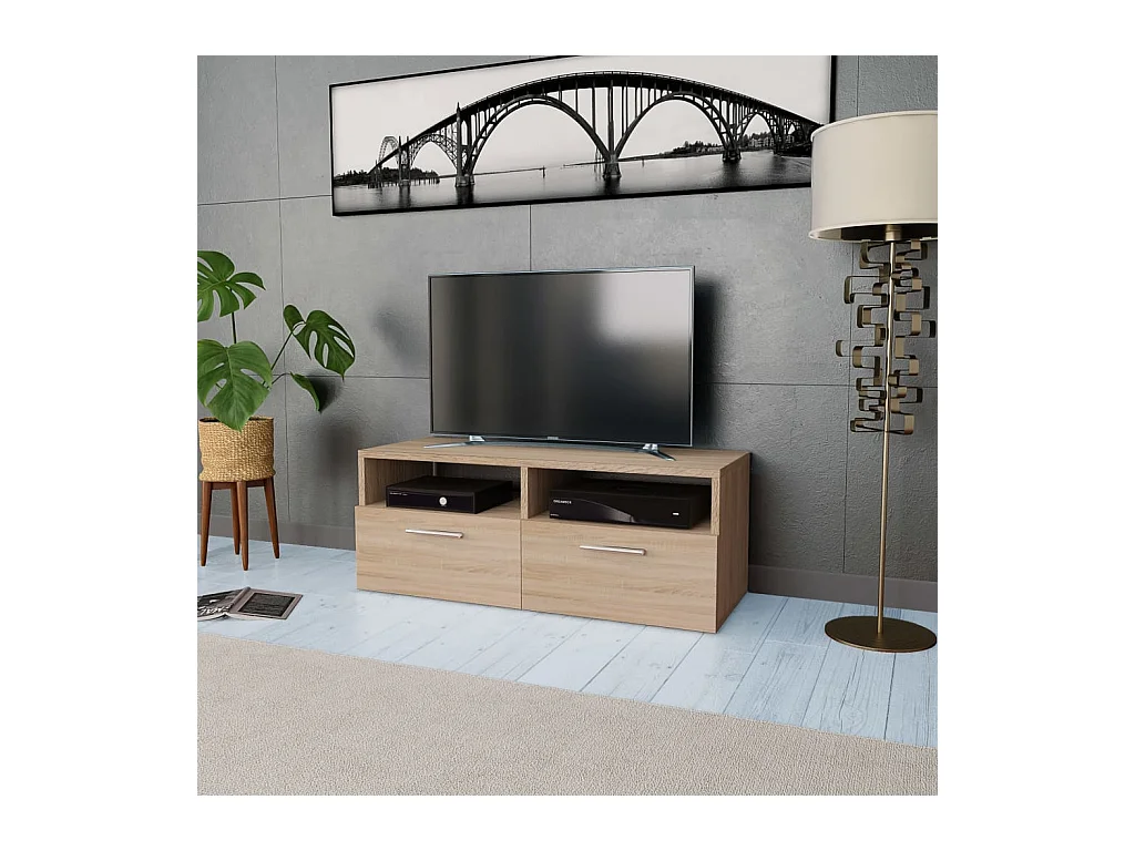 Tv-meubel 95x35x36 cm bewerkt hout eikenkleurig NL68691