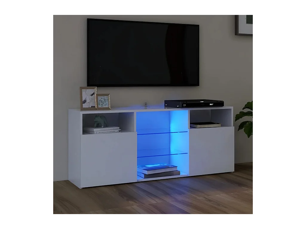 Meuble TV avec lumières LED blanc 120x30x50 cm BE98149