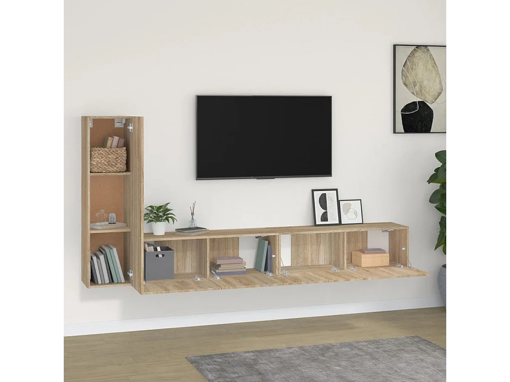 Set di Mobili Porta TV | Armadietti TV 3 pz Rovere Sonoma in Legno Multistrato