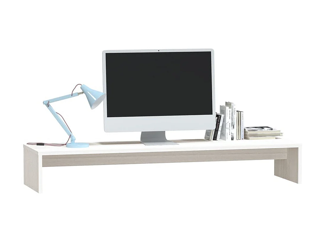 Monitorstandaard 100x27x15 cm massief grenenhout wit NL945395