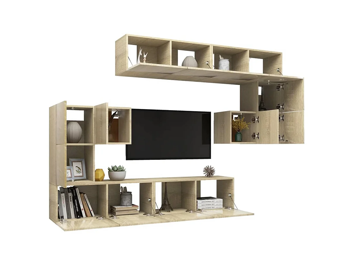 Conjunto móveis de TV 8pcs derivados de madeira carvalho sonoma PT727579