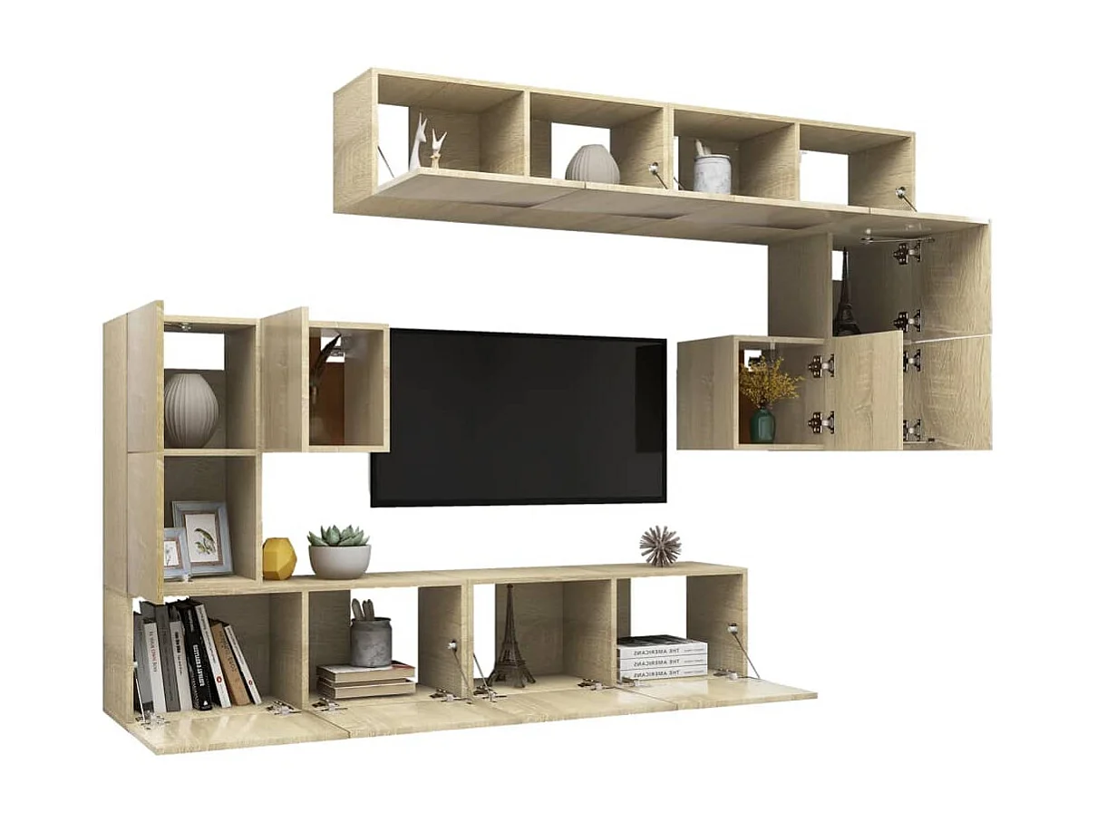 8-tlg. TV-Schrank-Set,TV-Möbel Sonoma-Eiche Holzwerkstoff -gkd887458