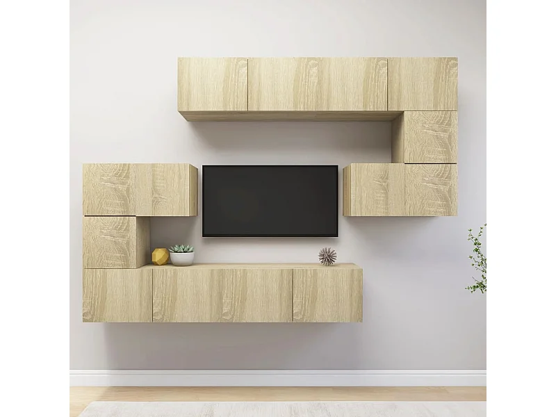8-tlg. TV-Schrank-Set,TV-Möbel Sonoma-Eiche Holzwerkstoff -gkd887458