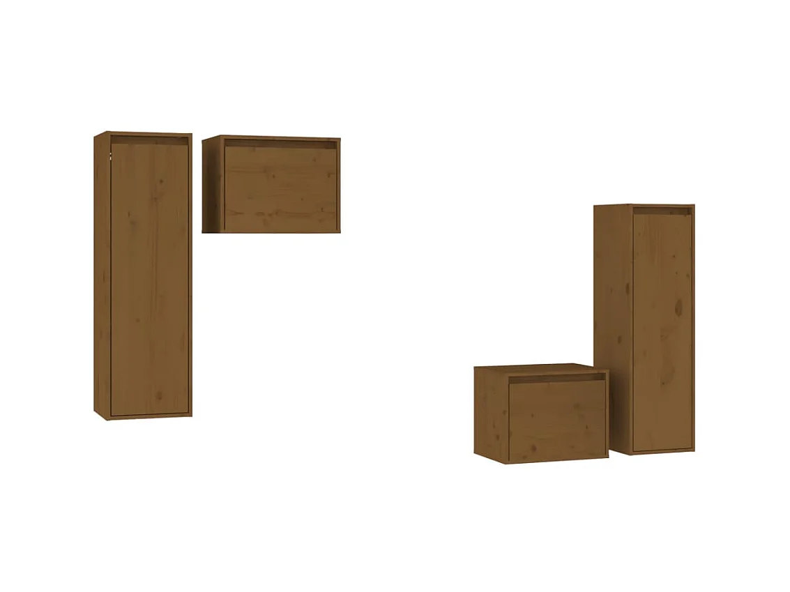 Tv-meubelen 4 st massief grenenhout honingbruin NL937885