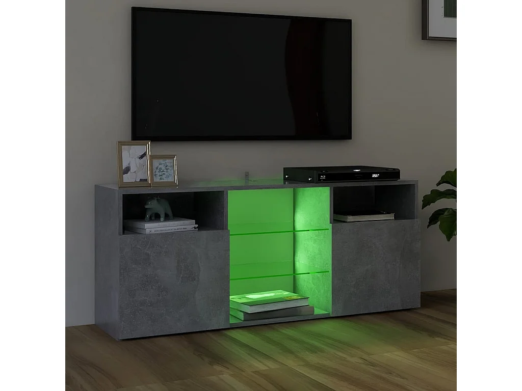 Meuble TV avec lumières LED BEis béton 120x30x50 cm BE68572