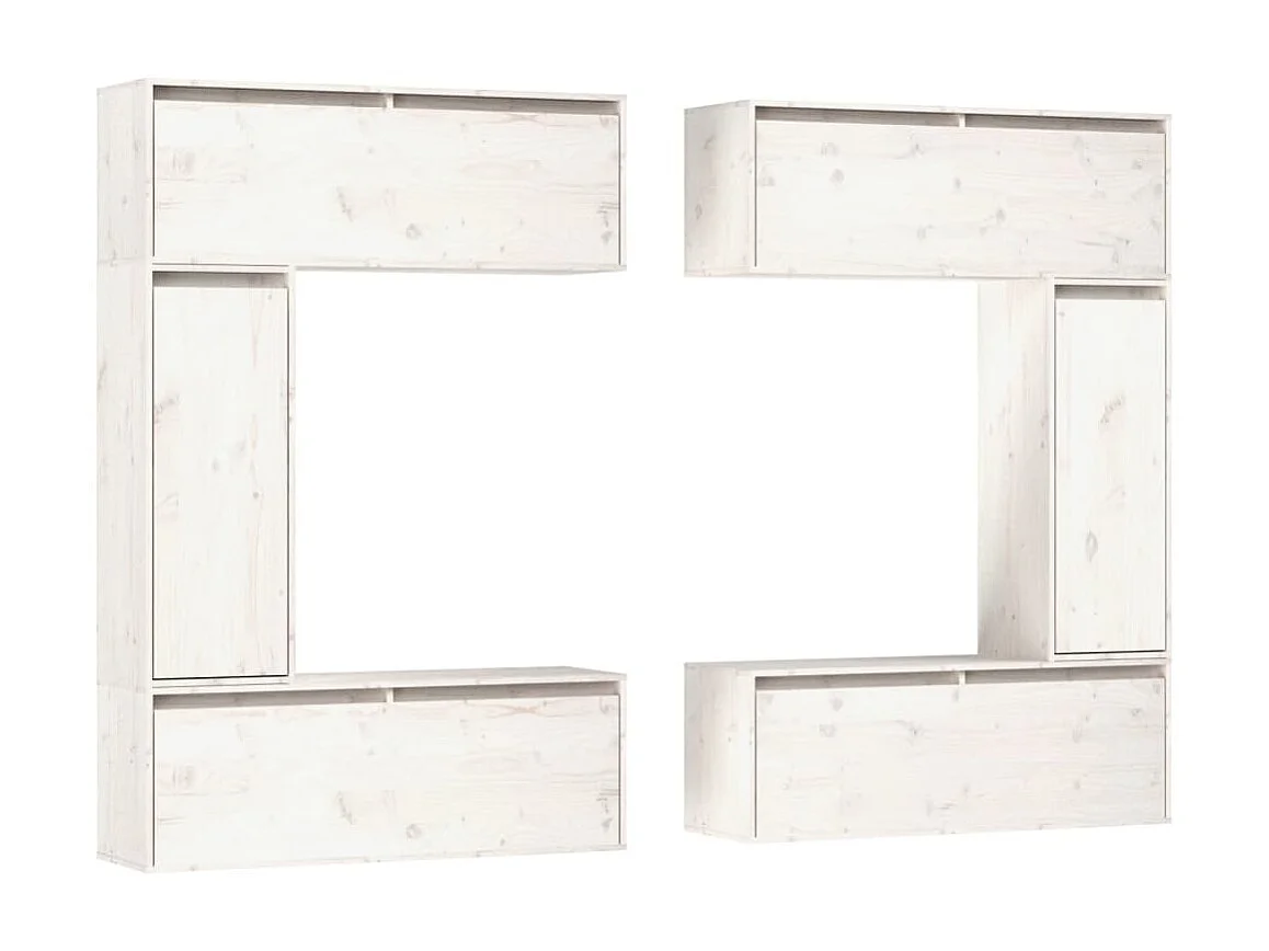 Móveis de TV 6 pcs madeira de pinho maciça branco PT188688