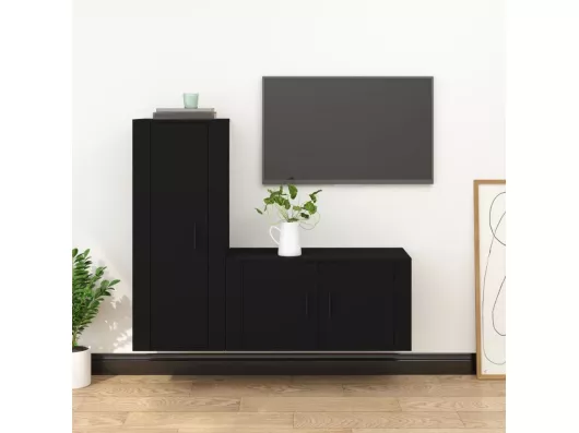 Kauf Unique 2-tlg. TV-Schrank-Set,TV-Möbel Schwarz Holzwerkstoff -gkd78546