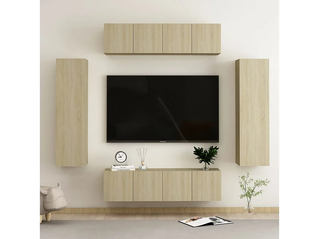 Ensemble de meubles TV 6 pcs Chêne sonoma Bois d'ingénierie BE32316