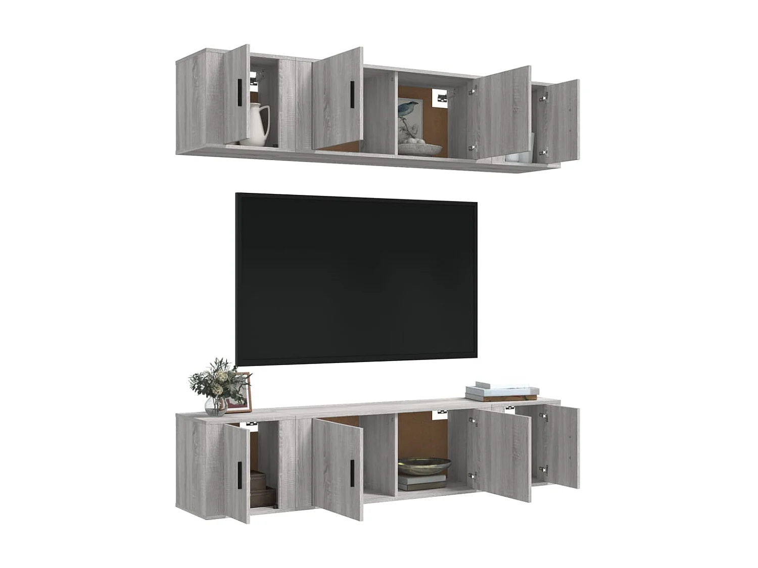 6-tlg. TV-Schrank-Set,TV-Möbel Grau Sonoma Holzwerkstoff -gkd318721