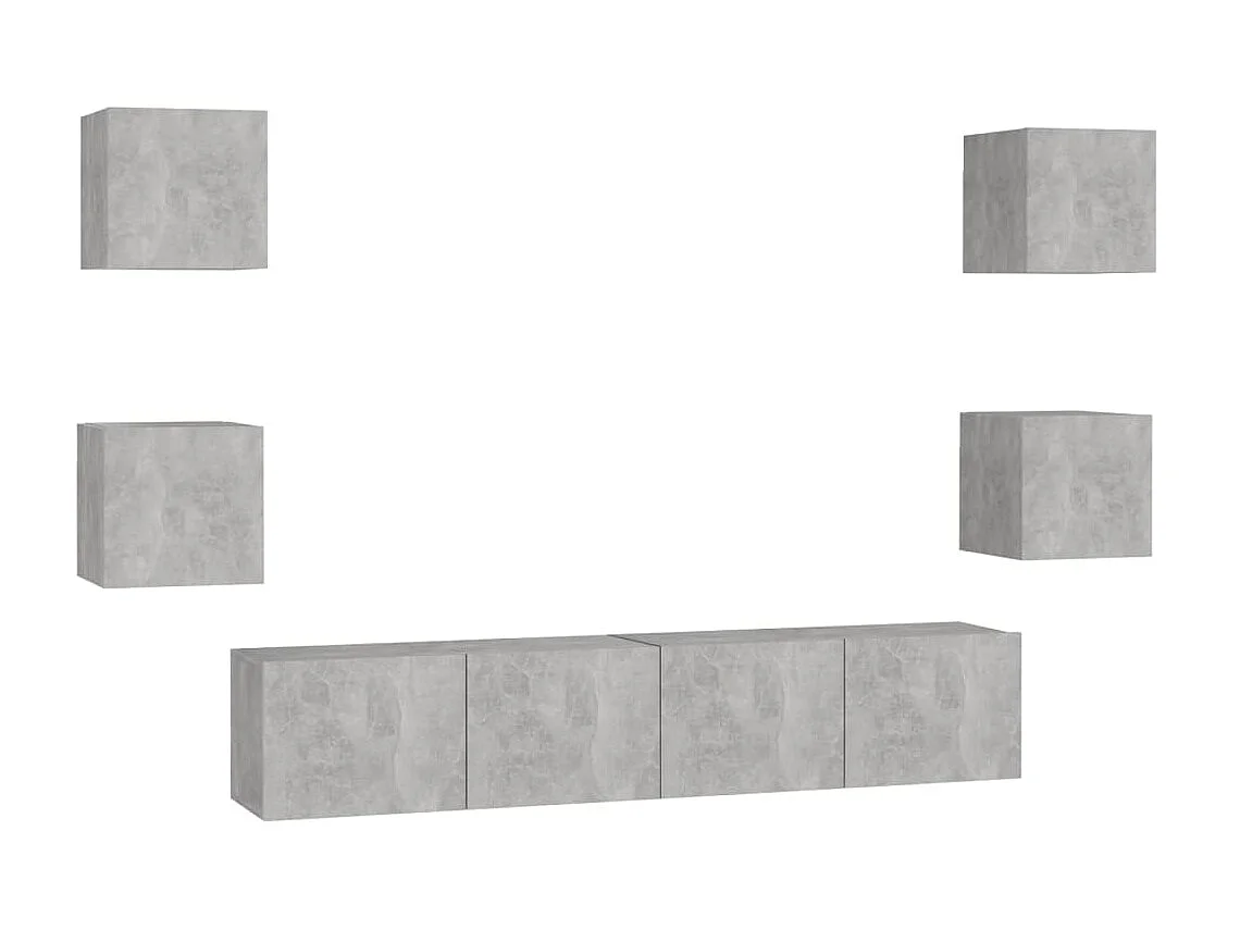 Set di Mobili Porta TV | Armadietti TV 6 pz Grigio Cemento in Legno Multistrato
