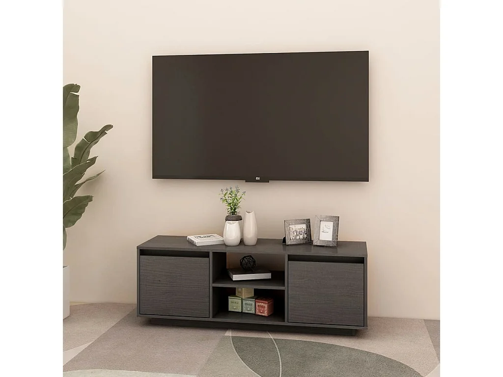 Tv-meubel 110x30x40 cm massief grenenhout grijs NL638117