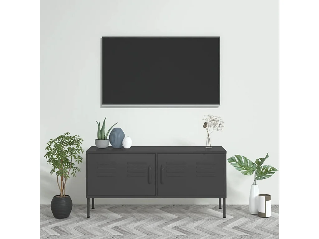 Meuble TV Anthracite 105x35x50 cm Acier BE88867