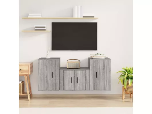 Kauf Unique 3-tlg. TV-Schrank-Set,TV-Möbel Grau Sonoma Holzwerkstoff -gkd281603