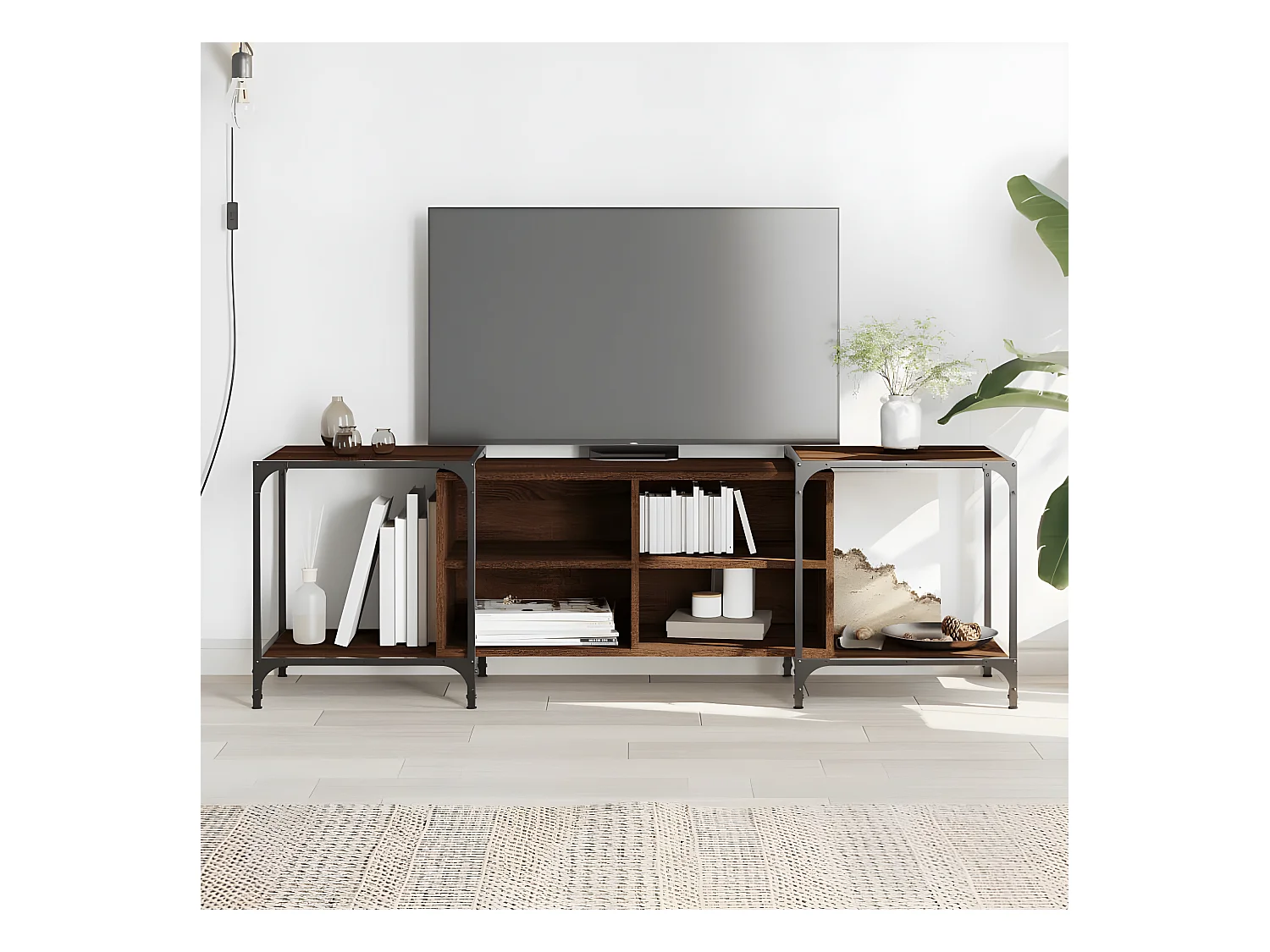 Meuble TV chêne marron 153x37x50 cm bois d'ingénierie BE61493