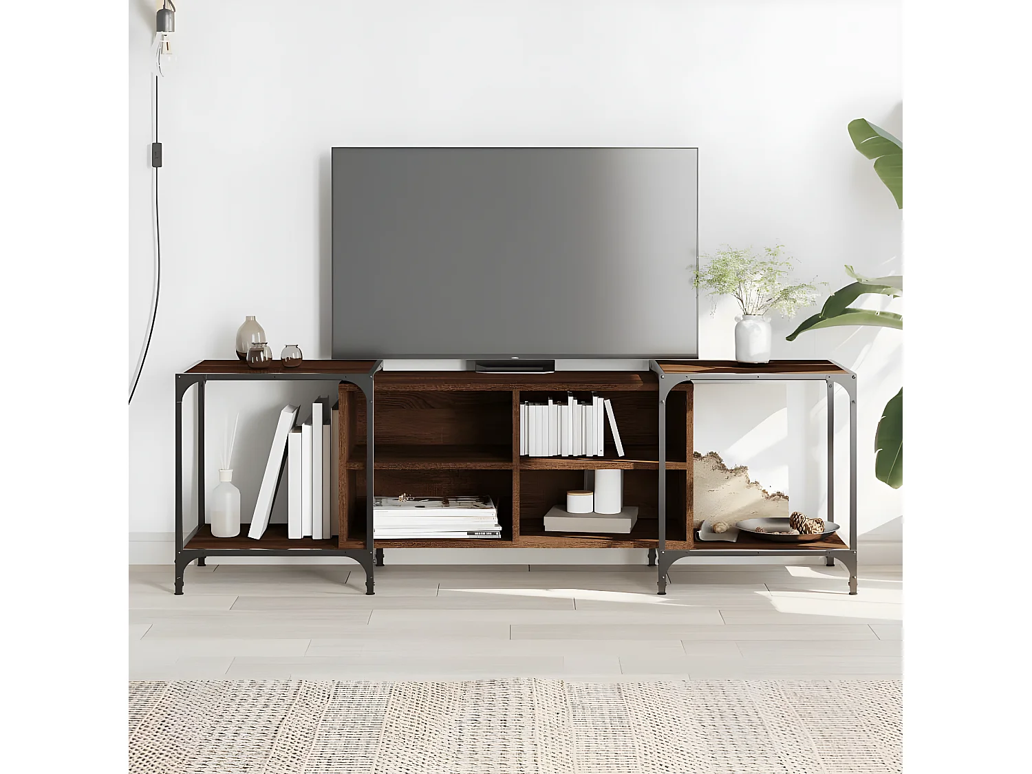 Meuble TV chêne marron 153x37x50 cm bois d'ingénierie BE61493
