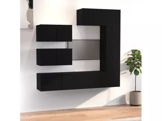 Kauf Unique 6-tlg. TV-Schrank-Set,TV-Möbel Schwarz Holzwerkstoff -gkd308940