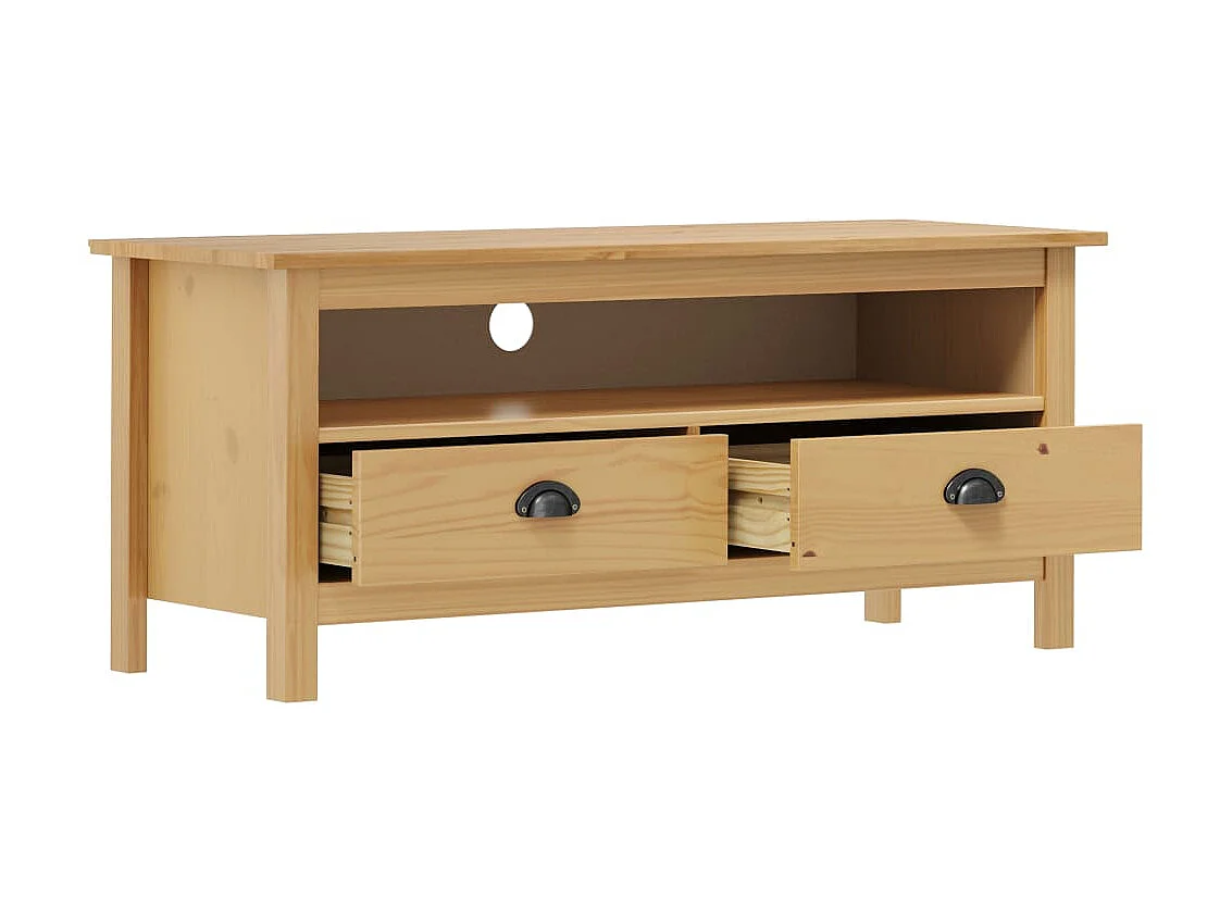Meuble TV Hill Range Marron miel 110x40x47cm Bois de pin solide BE79697