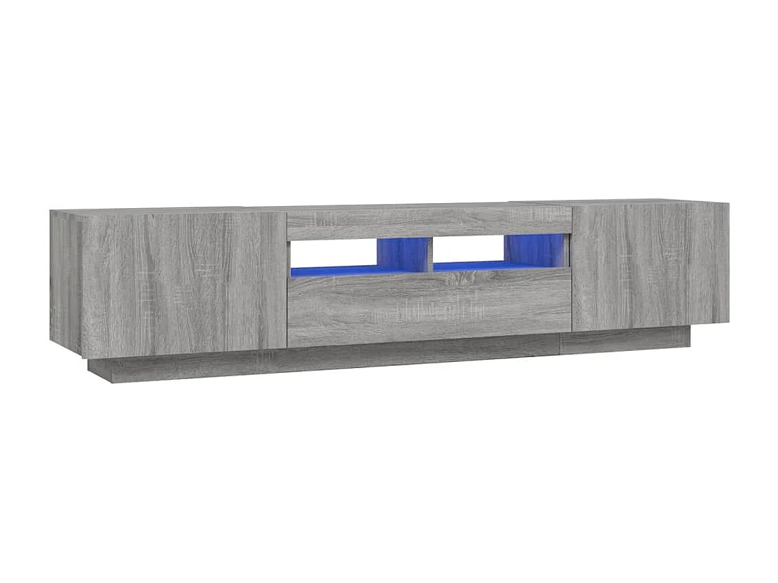 Conjunto móveis de TV 2 pcs c/ LEDs madeira cinzento-claro PT772081