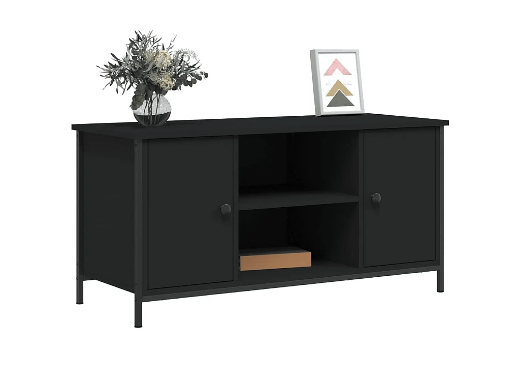 Mueble para TV madera contrachapada negro 100x40x50 cm ES87030