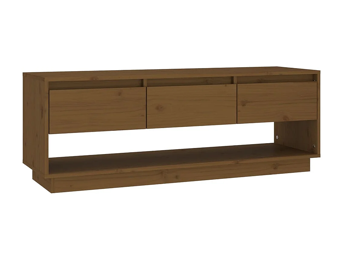Mueble de TV madera maciza de pino marrón miel 110,5x34x40 cm ES29663