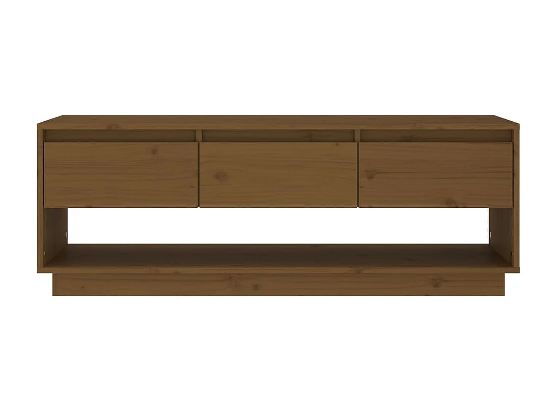 Meuble TV Marron miel 110,5x34x40 cm Bois de pin massif BE74869