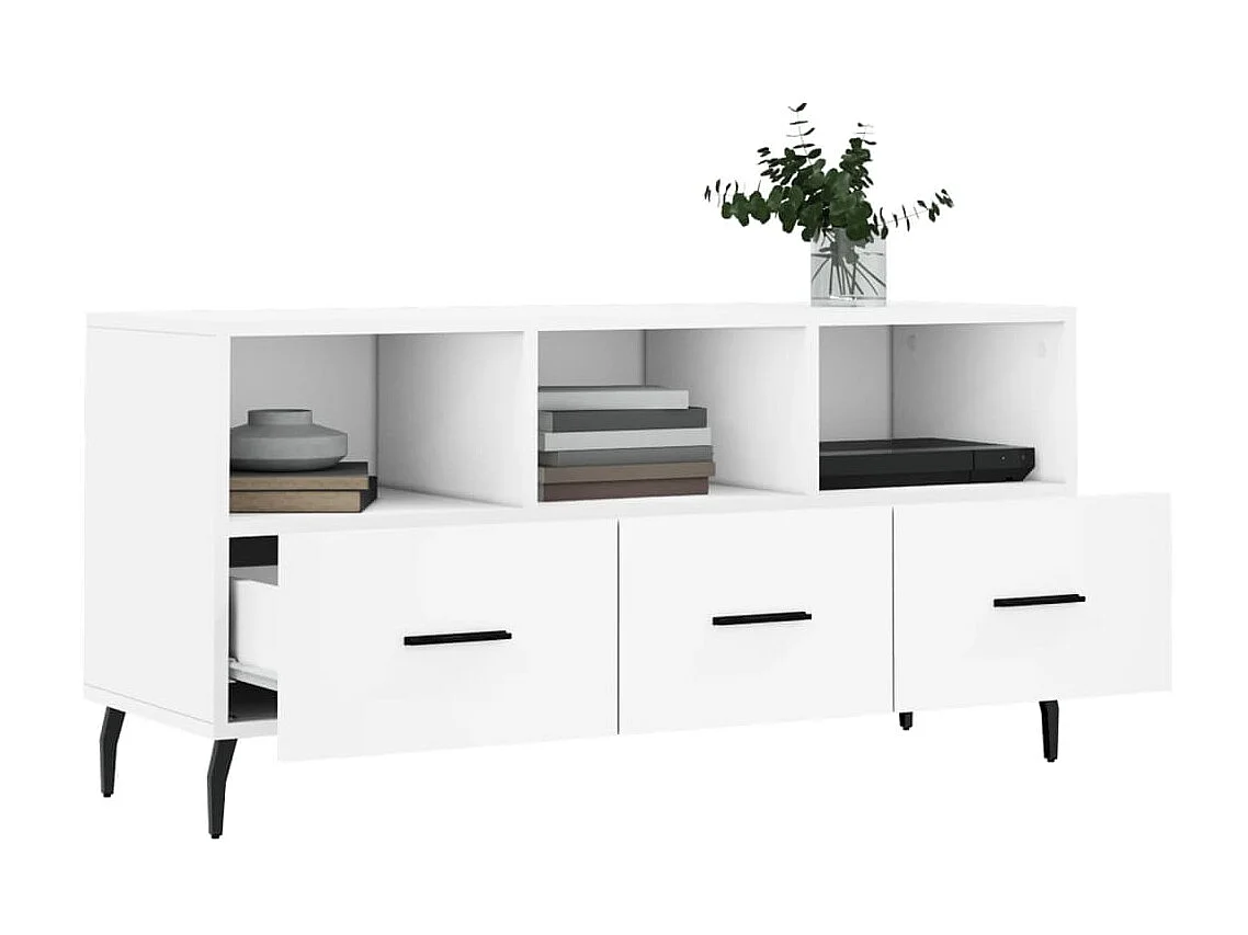 Meuble TV blanc 102x36x50 cm bois d'ingénierie BE75088