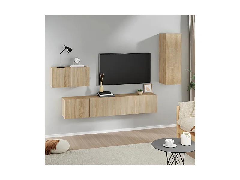4-tlg. TV-Schrank-Set,TV-Möbel Sonoma-Eiche Holzwerkstoff -gkd28602